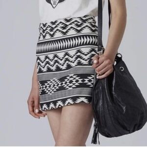 Top Shop Women's Size US 4 Black & White Aztec Mini Skirt, Nordstrom Line